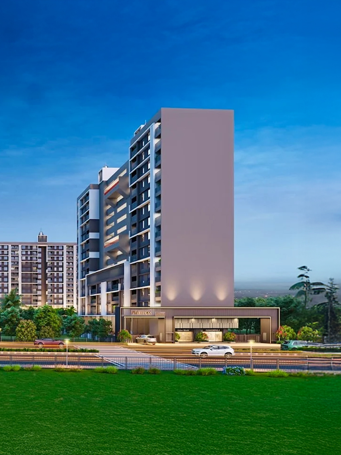 Exterior view of Millennium Falcon &mdash; photo gallery, images, brochure, amenities, cost sheet, price breakup, availability details, RERA number, RERA certificate, possession date, layout plan, logo, floor plan, master plan, and location map showcasing project highlights and features.